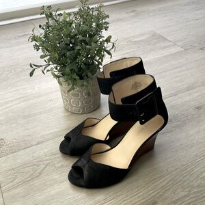 Nine West angle strap wedge